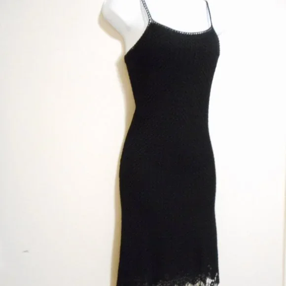 white christmas dresses Clotilde Black Crochet-knit Midi Dress, S / Black main image 1